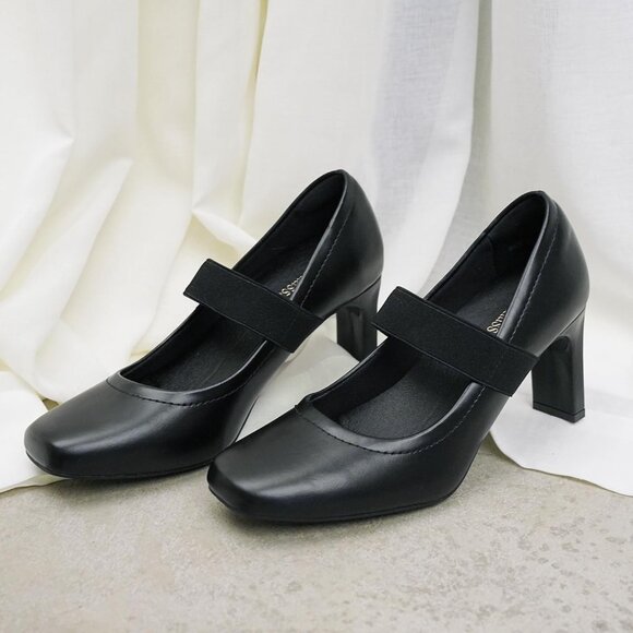 Women's Synthetic Square Toe Mary Janes High Heels Dress Shoes 3 Inch - Picture 3 of 6